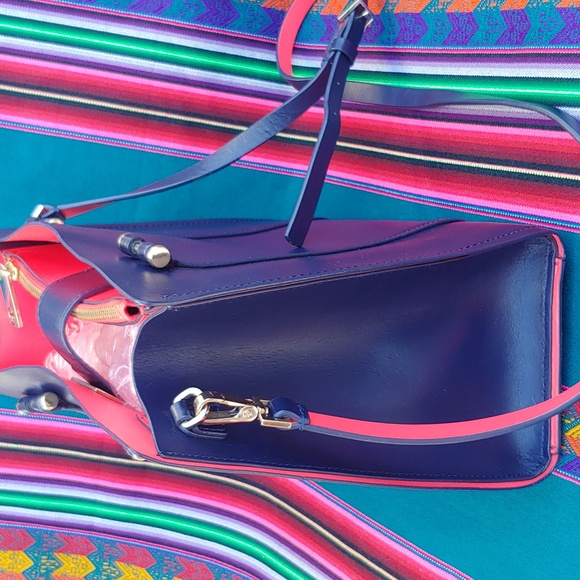 Kate Spade Navy Blue and Hot Pink Leather Arbour Hill Elodie Shoulder Tote - Picture 6 of 17